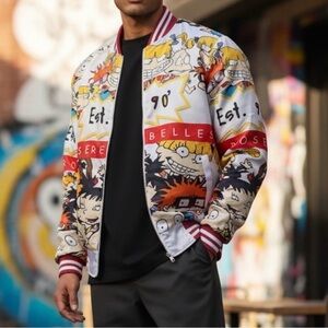 90s Vibe Nickelodeon Rugrats All-Over Print Bomber Jacket Roserebelles